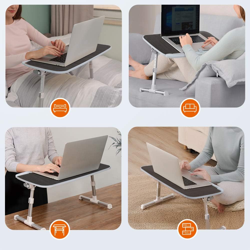 Laptop Desk for Bed, TaoTronics Lap Desks Bed Trays for Eating and Laptops Stand Lap Table, Adjustable Computer Tray for Bed, Foldable Bed Desk for Laptop and Writing in Sofa and Couch Black : Office Products