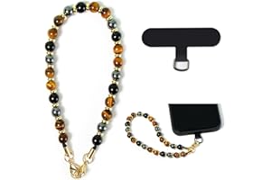 POAGOEP Phone Charm with Beaded Marble, Cell Phone Lanyard with Tether Tab, Phone Chain Strap, Hands-Free Wrist Strap, Phone Strap for Women Compatible with iPhone 14 Pro Max/ 13 Pro Max/ 12 Pro Max(Yellow)