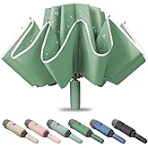 Fogkey Large Windproof Travel Umbrella, Portable Reverse Folding Car Umbrella, Compact Inverted Design with Waterproof Canopy, Automatic, 10 Durable Ribs, 45.6/13 Inch, Fits Backpack