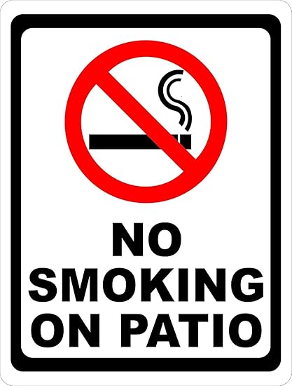 X 12 12 H No Smoking On Patio Hanging Funny Metal Outdoor Party
