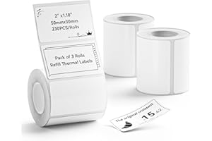 NIIMBOT 3 Rolls Set Label for B1/B21/B3S Label Printer, 1.97'' x 1.18'' (50x30mm),Waterproof Labels for Mason Jar/Barcode/Logo/QR Code (White)