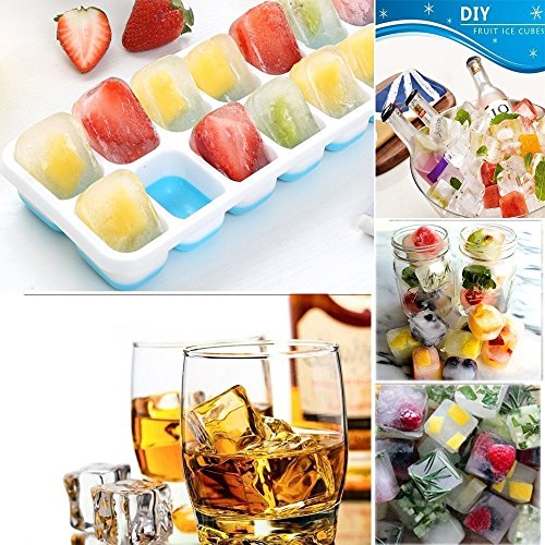 Ice Cube Trays Silicone,Ice Cube Mold Ice Tray Spill Resistant Lids 4 Pack and Flexible Reusable 14-Ice Trays Set with Lid Stackable BPA Free Dishwasher Safe Ice Cube Maker Storage Containers - Thumbnail 5