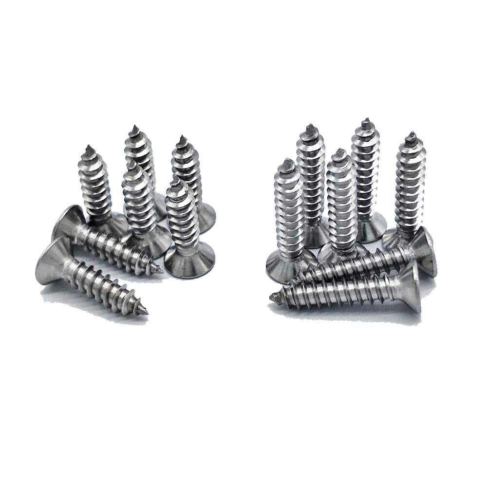 Qrity 200pcs Stainless Steel Self Tapping Screws - Phillips Flat Head DIY Woodworking Srews (100PCS M4 x 16mm, 100PCS M4 x 20mm) — image 1