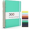 Forvencer Lined Spiral Journal Notebook with 300 Numbered Pages, B5 College Ruled Thick Journals for Writing with 100GSM Paper, Hardcover Notebooks with Contents for Work, School, Women, Men, Green