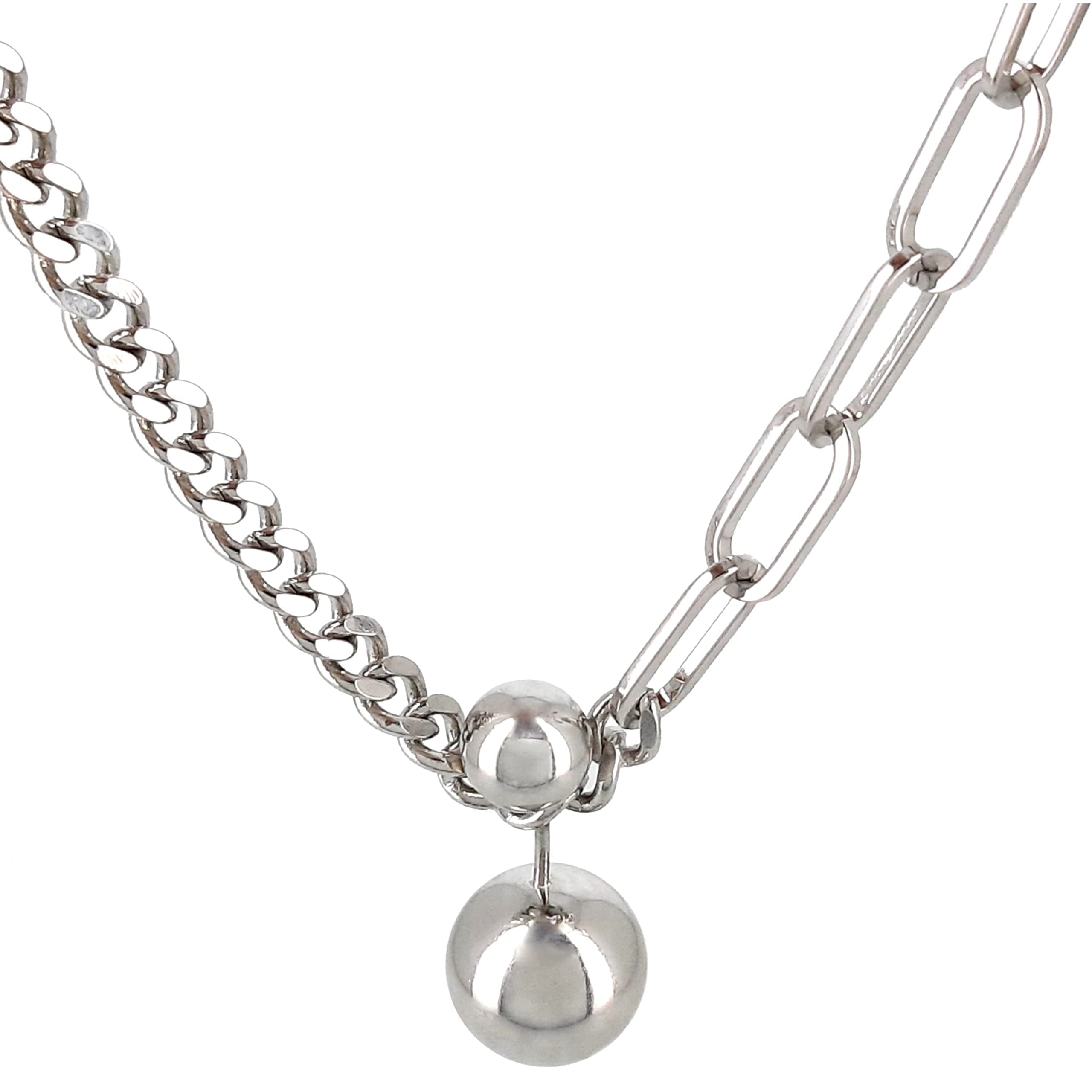 Chic Silver Maternity Harmony Necklace | 50 cm Elegant Sphere Pendant