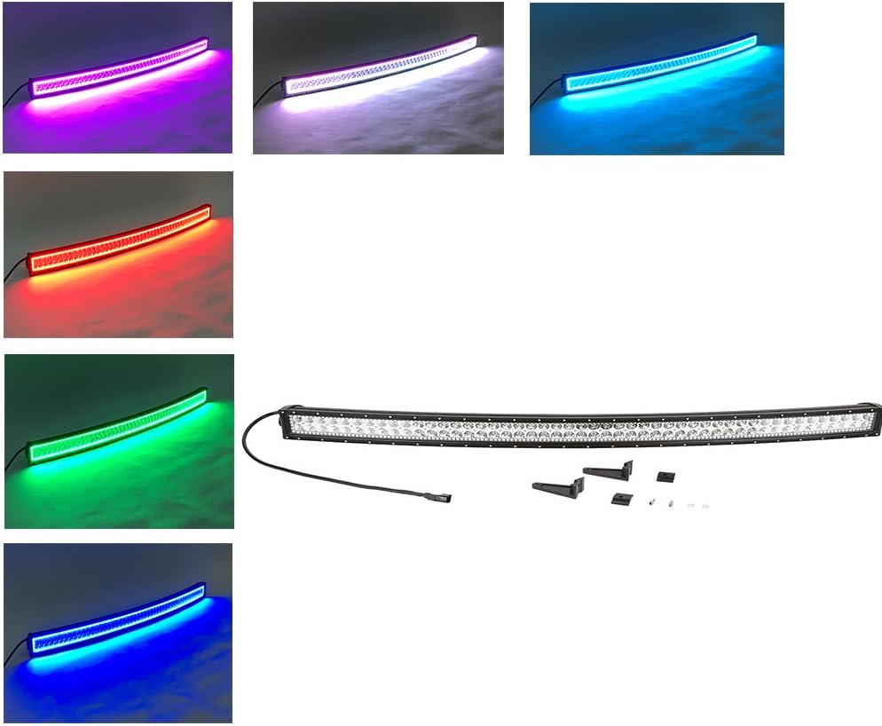Colorbarz® Curved 42" LED Light Bar Off Road 24,000 Lumens Combo beam led work light Multicolor RGB halo Ring led lights with mounting Brackets for Pickup SUV ATV Vehicles Car Boat