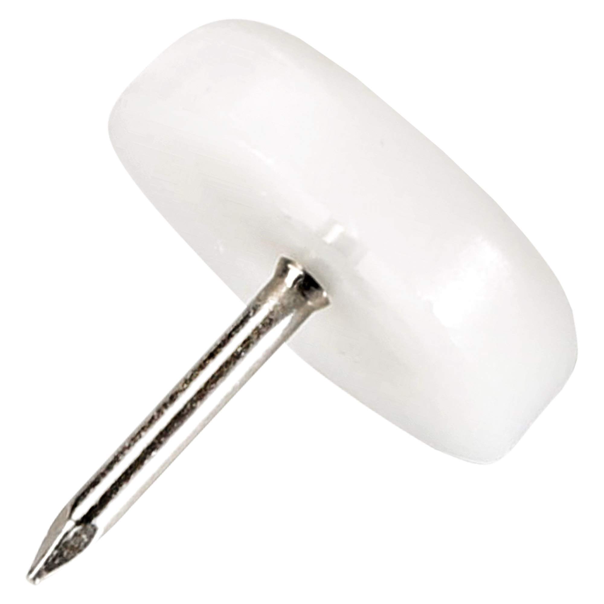 Adsamm® / 4 x Glides in plastic with nail | Ø 0,79'' (Ø 20 mm) | white | round | Premium quality furniture sliders with nail by Adsamm®