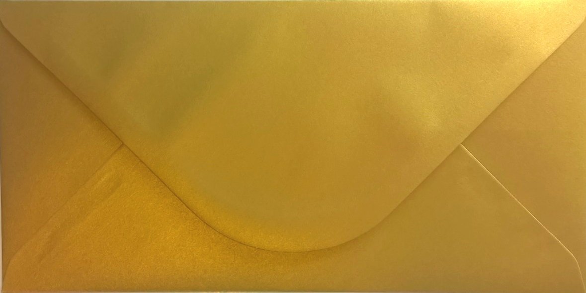 METALLIC GOLD GUMMED ENVELOPE 110mm x 220mm DL - Pack of 50