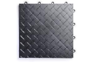 Big Floors RaceDeck Diamond Plate Design, Durable Interlocking Modular Garage Flooring Tile (12 Pack), Graphite