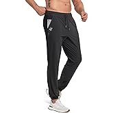 BROKIG Men's DryUp Running Track Pants 3 Pockets, Lightweight Workout Pant Casual Nylon Thin Stretch Gym Pants for Men