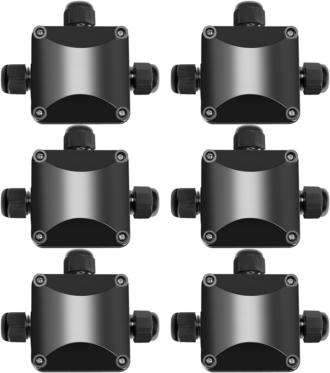 Junction Box Cable Connector, Zacfton IP68 Waterproof Cable Connector Larger 3-Way Electrical External Coupler, Black