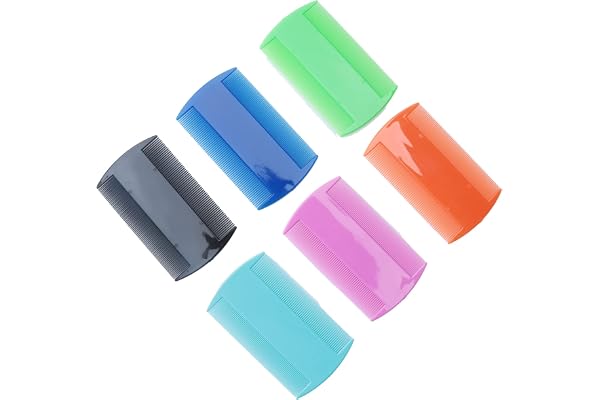 Ruwado 6 Pcs Pet Flea Combs Plastic Multi Color Double Sided Professional Comb Set Tick Lice Dandruff Removal Fine Tooth Comb
