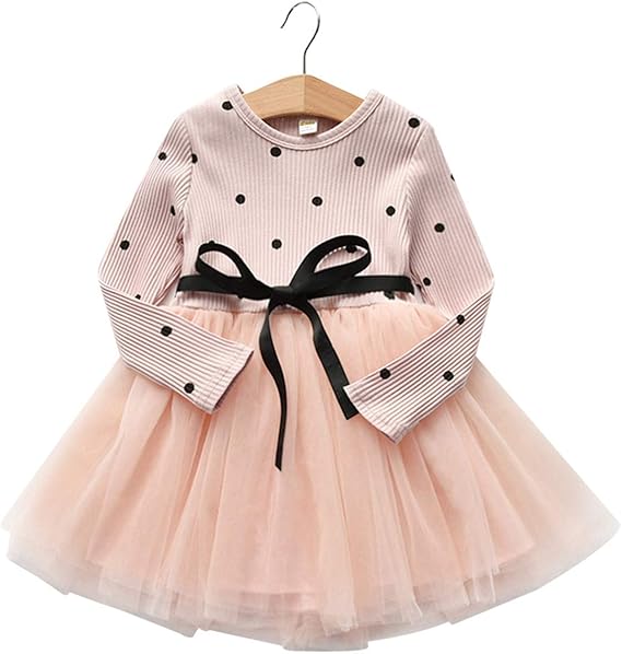 Amazon Co Jp Coco1ya ココイチヤ 長袖ワンピース 子供 女の子 秋 春 ニット ドット柄 子供服 ガールズ 通学通園 ジュニア 水玉 チュール スカート 長袖 秋着 秋服 スプライス お洒落 100cm 110cm 1cm 130cm 140cm 服 ファッション小物