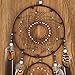 Ricdecor Dream Catcher Handmade Traditional White Feather Dream Catcher Wall Hanging car Hanging Decoration Ornament (Brown 3Circles)