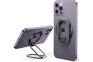 【2024 Upgraded】 Mag Safe Phone Ring Holder, SUPERONE Adjustable Magnetic Kickstand & Removable Phone Grip Compatible with Wireless Charging Only for iPhone 15 & 14 & 13 & 12 Series - Black