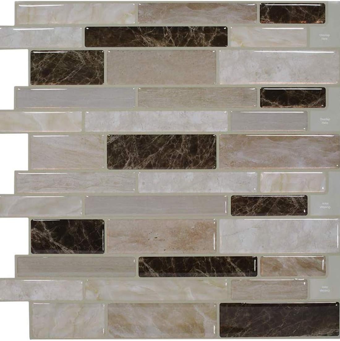 Peel and Stick Backsplash for Kitchen, 3D Wall Tiles Stick on Tiles Backsplash 12" x 12" (10 Sheets)