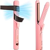 2 in 1 Hair Straightener and Curler, Airflow Styler Curling Iron - Titanium Flat Iron Hair Straightener for Long-Lasting Curls and Straightener, Dual Voltage & Adjustable Temps 360° Curling Wand