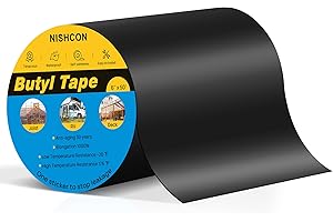 NISHCON Butyl Joist Deck Tape, RV Roof Tape 6" x 50', Sealant Weatherproof and Weather Resistant Self-Adhesive Joist Tape, Stop Camper Roof Leaks, 1 Roll