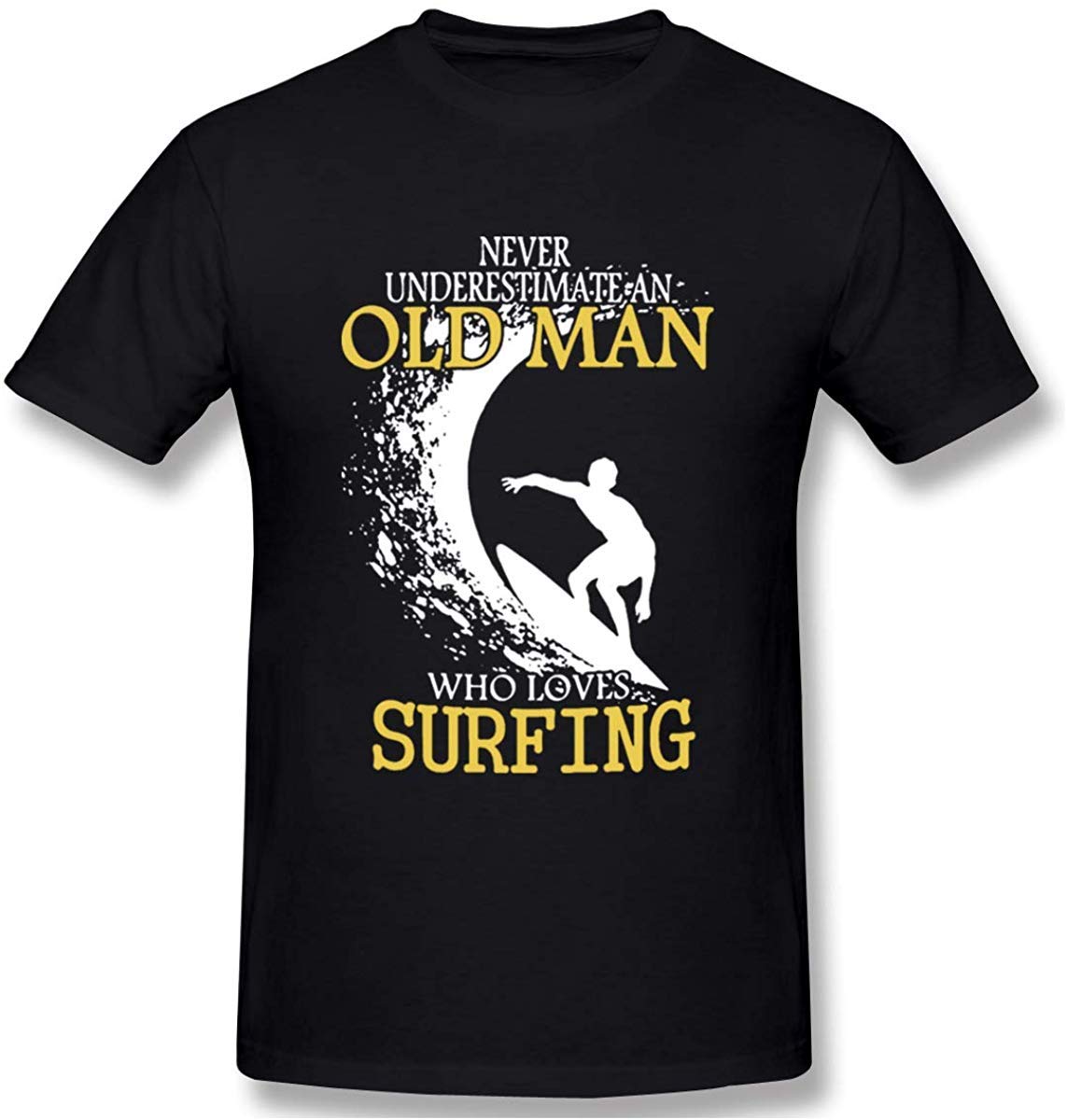Logo Print Of Surfing Short Sleeve Black T Shirt