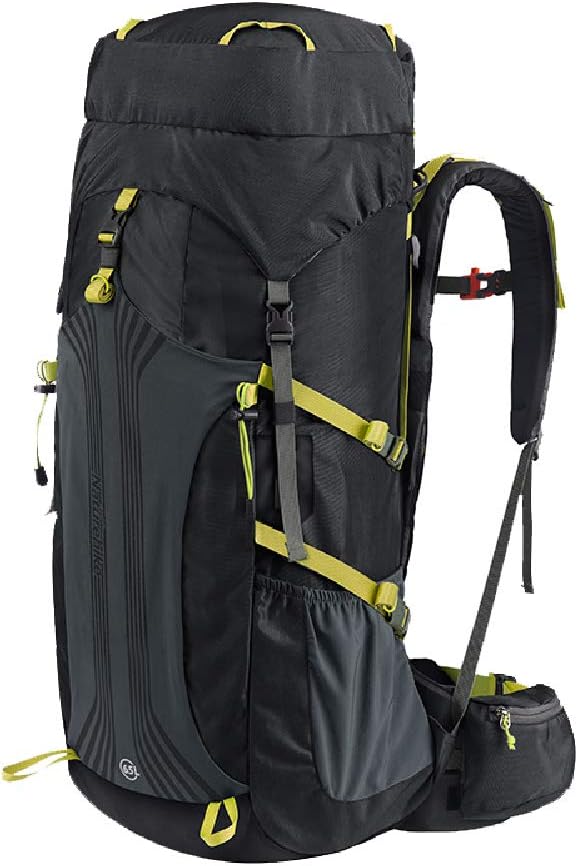 GYBN 65L Mountaineering Bag Men Outdoor Backpack Women, Hiking Large-Capacity Backpack, Ultra-Light Waterproof and wear-Resistant Backpack, with rain cover-65L-black