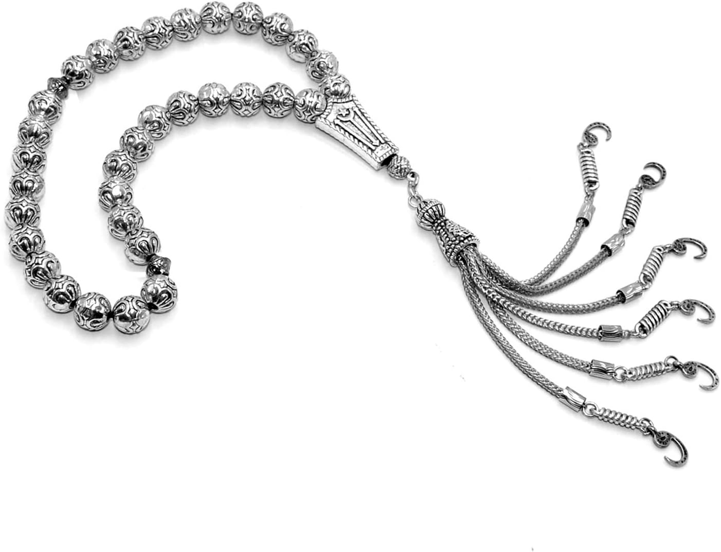 ALBATROSART -Antique Silver Plated Collection- (33 Beads) Worry Beads-Prayer Beads-Tesbih-Tasbih-Tasbeeh-Misbaha-Masbaha-Subha-Sebha-Sibha-Rosary (Big Silver Plated)