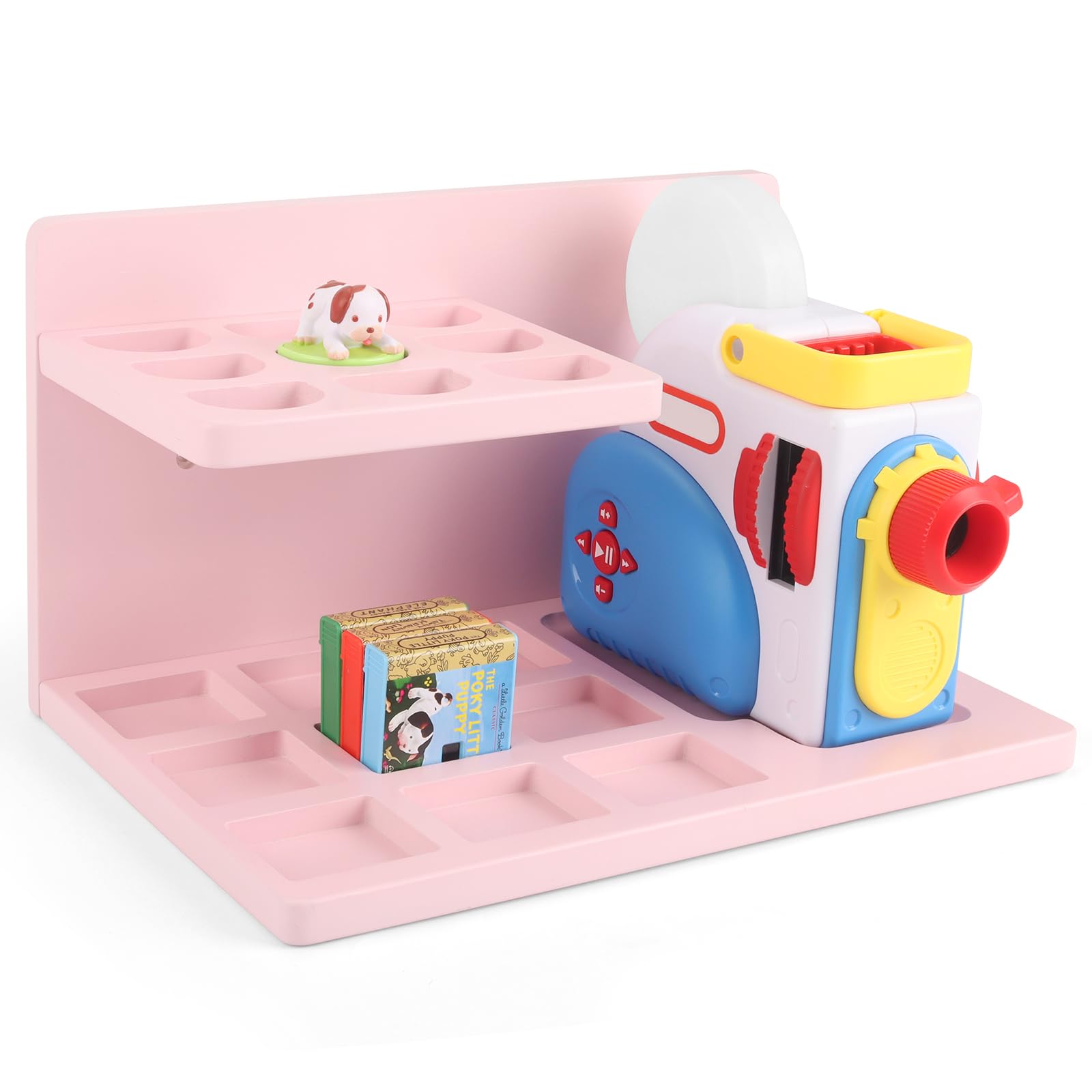 Photo 1 of Taladad Wall Shelf Compatible with Little Tikes for Story Dream Machine Books Starter Set, for Little Tikes for Storytime Audio Play Real for Littles Character Storage Floating Shelves Blue (Pink)