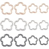 SUNNYCLUE 1 Box 18Pcs 6 Styles Cute Carabiner Clip Spring Gate Rings Bulk Colorful Metal Trigger Closures Flower Clamp Snap Hoop Clip Clasps for DIY Bags Keychains Making Keyrings Craft Strap Purse