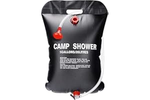 Outdoor Camping Shower Bag, Portable 5 Gallons/20L Solar Camp Shower Bag with On/Off Switchable Shower Head and Removable Hos