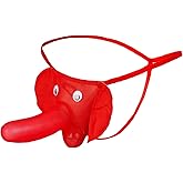 Gushijieju Mens Lingerie Elephant Trunk Thong for Men G-String Funny Christmas Valentine's Day Gifts Ideas Red