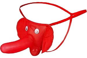 Gushijieju Mens Lingerie Elephant Trunk Thong for Men G-String Funny Christmas Valentine's Day Gifts Ideas Red