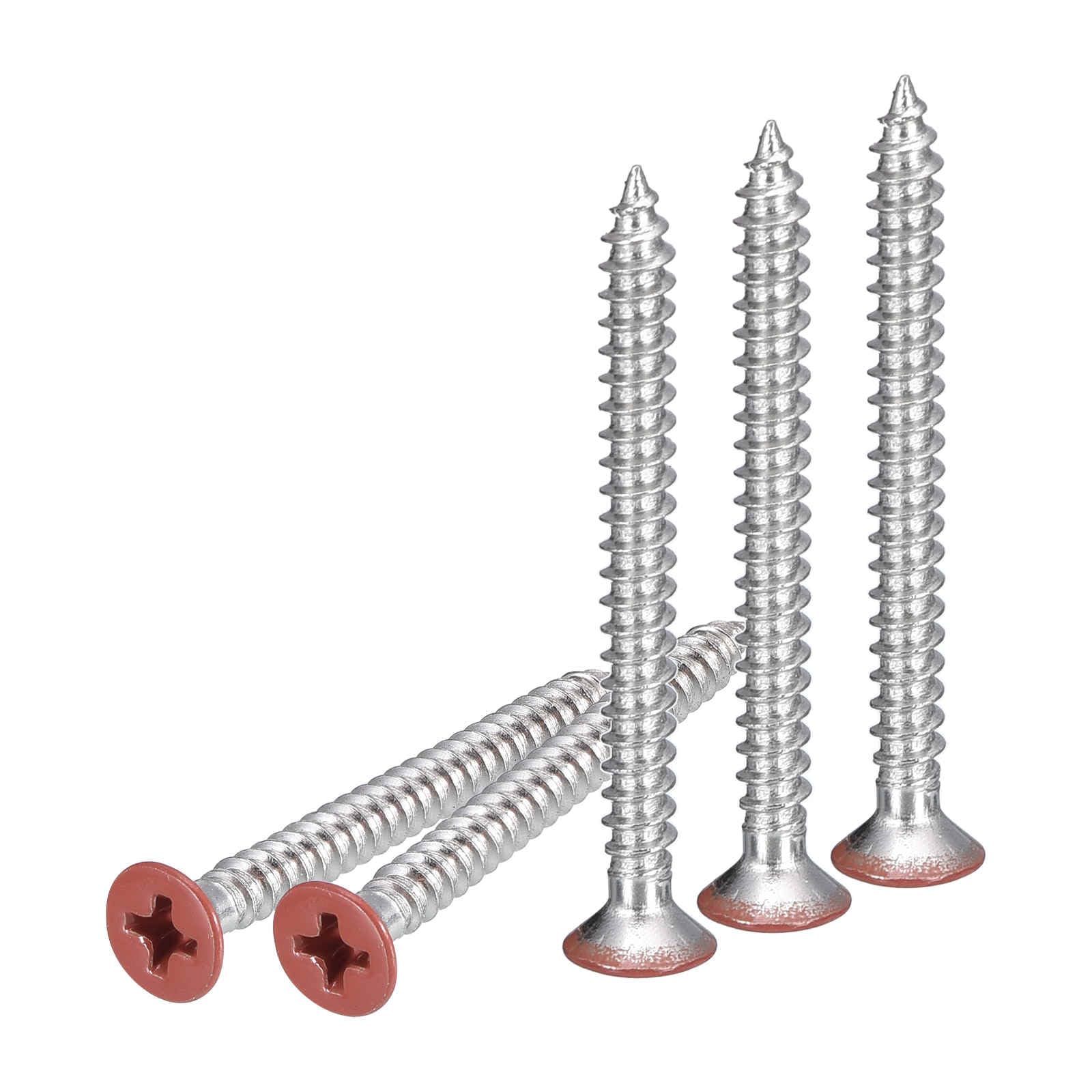 DTGN 100Pcs #6x1-1/2" Flat Head Wood Screws, 304 Stainless Steel Brown Phillips Self Tapping Screws - Good for Woodworking, Furniture - Black