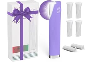 PELCAS Electric Dermaplaning Tool for Women Face with LED Light 3 Speeds Mini Dermaplaning Razor with 6 Blades, 2 in 1 Facial Peach Fuzz Hair & Exfoliation Removal System At Home BV18-712 Light Purple