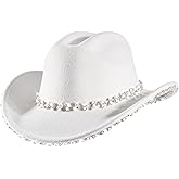 Womens Rhinestone Cowboy Hat Wide Brim Diamond-Glitter-Western-Cowgirl Hat Bling for Women
