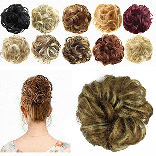 FESHFEN Synthetic Hair Bun Extensions Scrunchy Messy Hair Scrunchies Hair Pieces for Women Updo Ponytail Hair Extensions Hair Donut Hair Chignons Hair Accessories