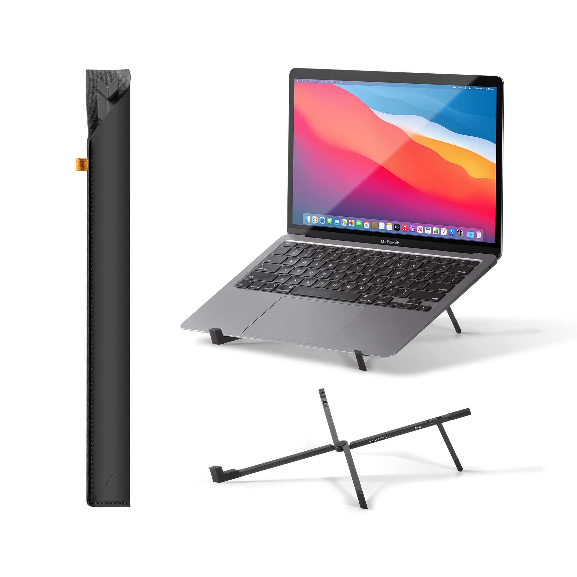 Native Union Fold Laptop Stand – Ultra-Slim Foldable & Portable Laptop Stand – Ergonomic & Optimized Viewing Angle – For 13 to 16 Inch MacBooks & Laptops, 10 to 16 Inch iPads & Tablets (Black)