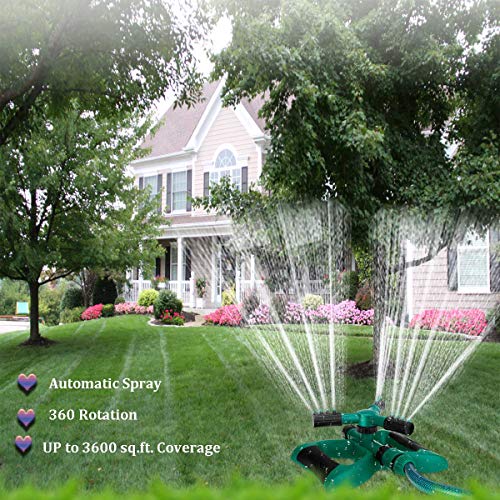 Durable Lawn Sprinkler, Water Sprinklers for Lawn, Garden, Yard, Flower Grass Plant Park, 360 Degree Rotating Sprinkler Irrigation System, Adjustable Spray Angle and Distance -Up to 3600 sq.ft.