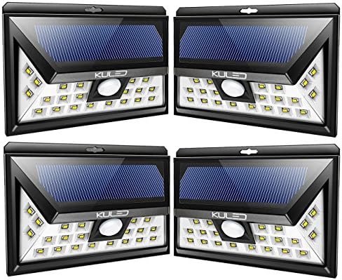 Solar Lights Outdoor, Super 24 LEDs Bright Motion Sensor Lights with Wide Angle Illumination, Wireless Waterproof Security Lights for Wall, Driveway, Patio, Yard, Garden KULED K240 (24LEDs 4pack)
