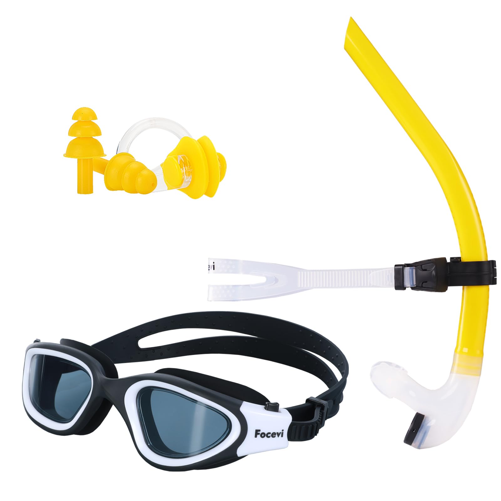 Swim Snorkel for Lap Swimming,Adult Swimmers Snorkeling Gear for Swimming Snorkel Training in Pool and Open Water,Center Comfortable Silicone Mouthpiece One-Way Purge Valve