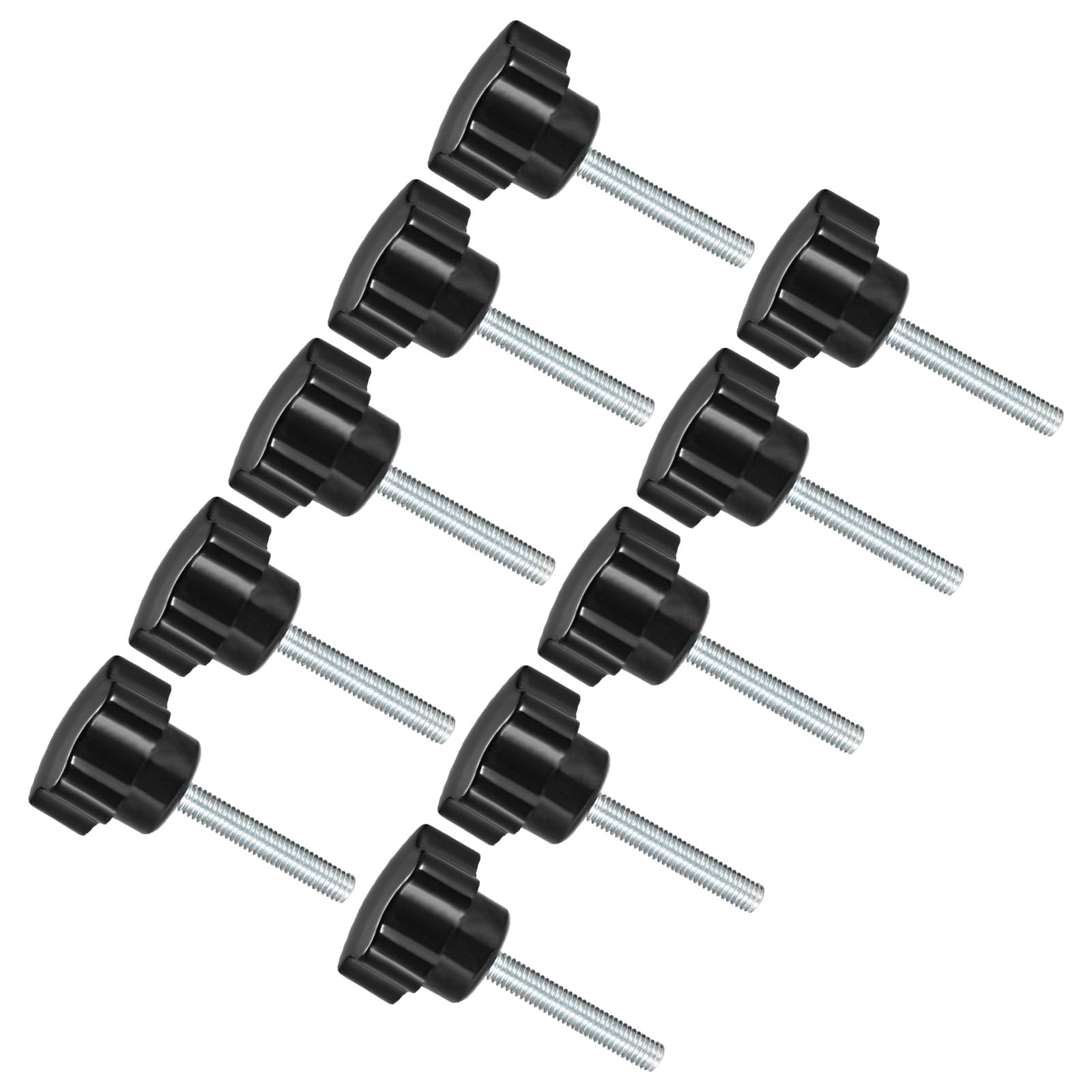 CoCud Star Clamping Knobs, M6 x 30mm Male Thread 24mm Head, Plastic Thumb Screw Grip Hand Knobs Threaded Bolt Black - (Applications: for Lathe Machinery), 10-Pieces