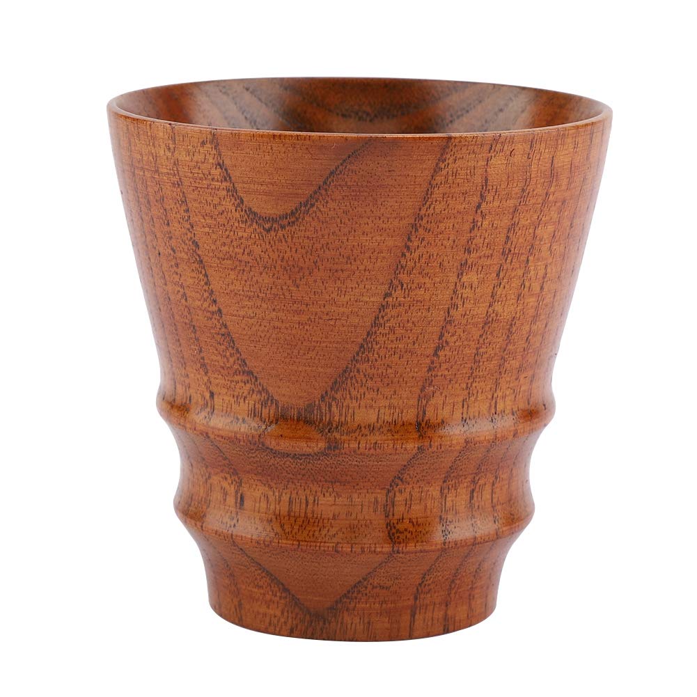 Wooden Cup Retro Handmade Round Natural Solid Wood Teacup Multi-Functional Coffee Milk Mug Anti-Slip Wine Beer Water Drinkware for Gift Home Kitchen Restaurant Cafe (#3)