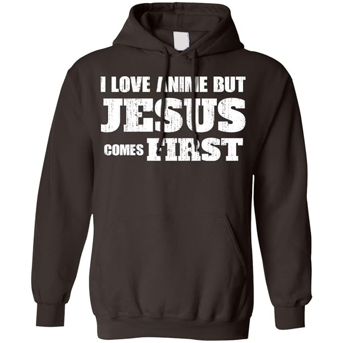 I Love Anime But Jesus Comes First Christian Anime Hoodie Black At Amazon Men S Clothing Store