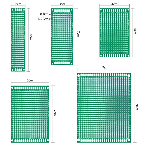 Quimat 35Pcs Double-sided PCB Board Prototype Kit, Universal Printed Circuit Board with 5 Sizes for DIY Soldering and Electronic Project QY21