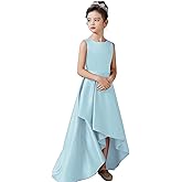 dideyttawl Satin Hi-Lo Formal Dress for Girls 4-16 Sleeveless A Line Quinceanera Dresses Flower Girl Dresses for Wedding