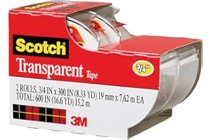 Scotch Transparent Tape, 3/4 in x 250 in, 2 Rolls