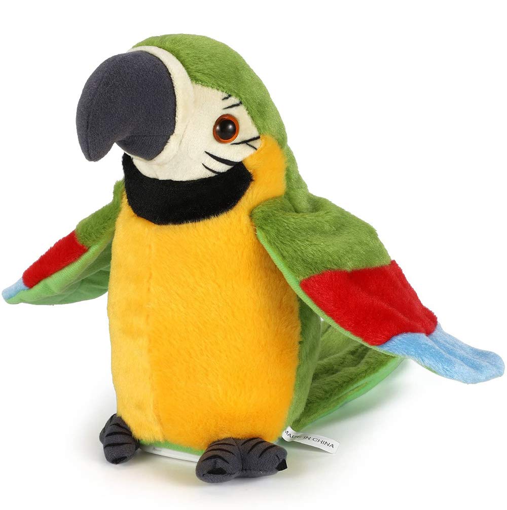 Talking Parrot Repeat What You Say Electronic Mimicry Pet Plush Toy, Funny Pronunciation Talking Parrot Soft Toy, Good Helper in Learning to Speak for Kids Funny Gifts (Green)