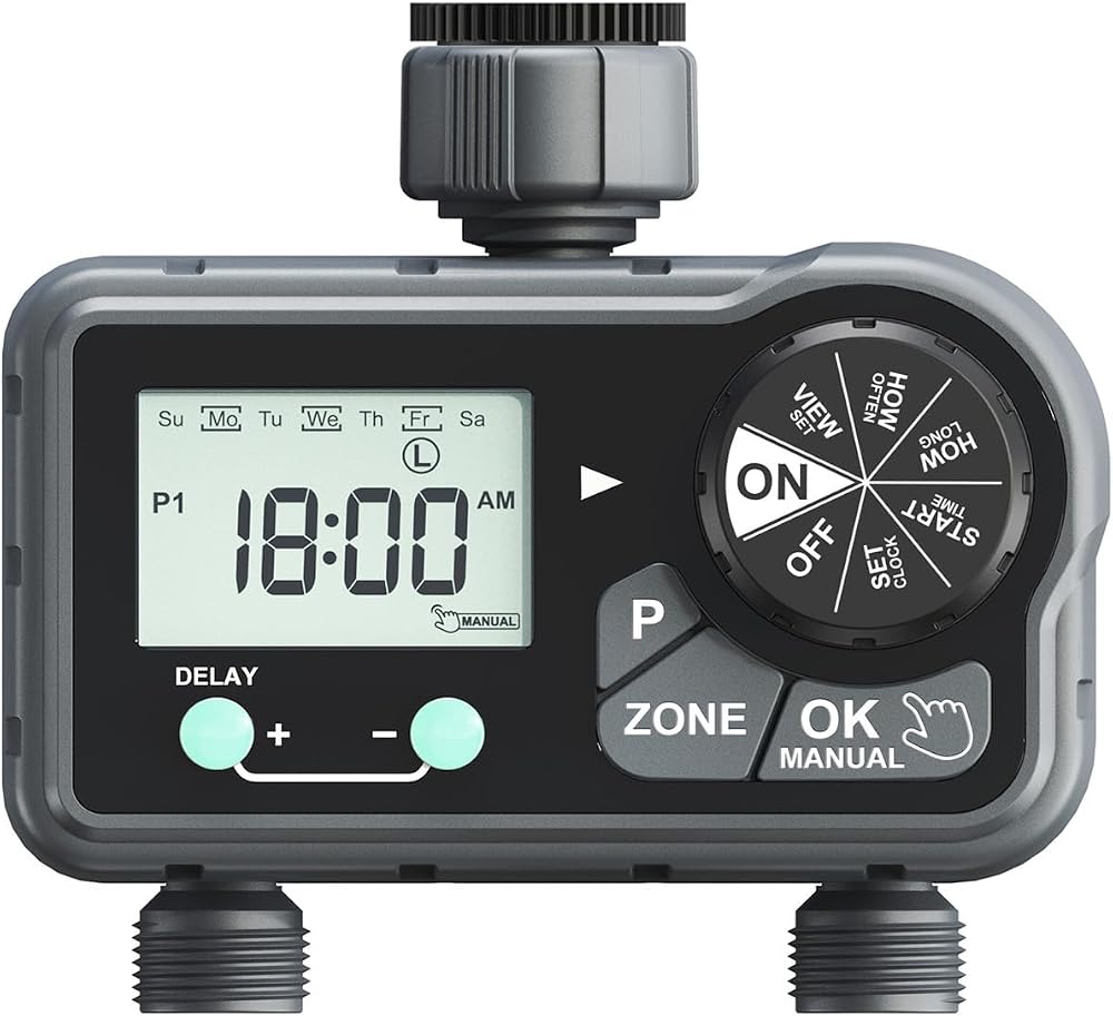 johgee Water Timer 2 Outlet, IP54 Waterproof Garden Hose Timer