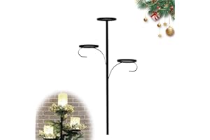 Christmas Tree Shelf, Triple Tree Topper Shelf for Christmas Tree, 36.6in Black Triple Trees Topper Candelabra, Display Candl