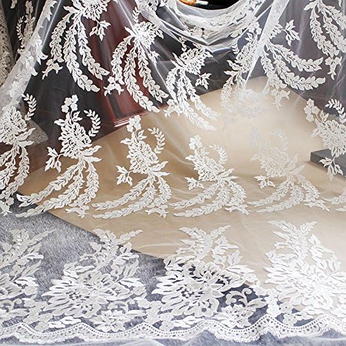 1 Meters Luxurious Embroidery Lace Yarn Fabric DIY Ivory Grenadine Net Yarn High-grade Wedding Dress Flower Skirt Apparel Sewing