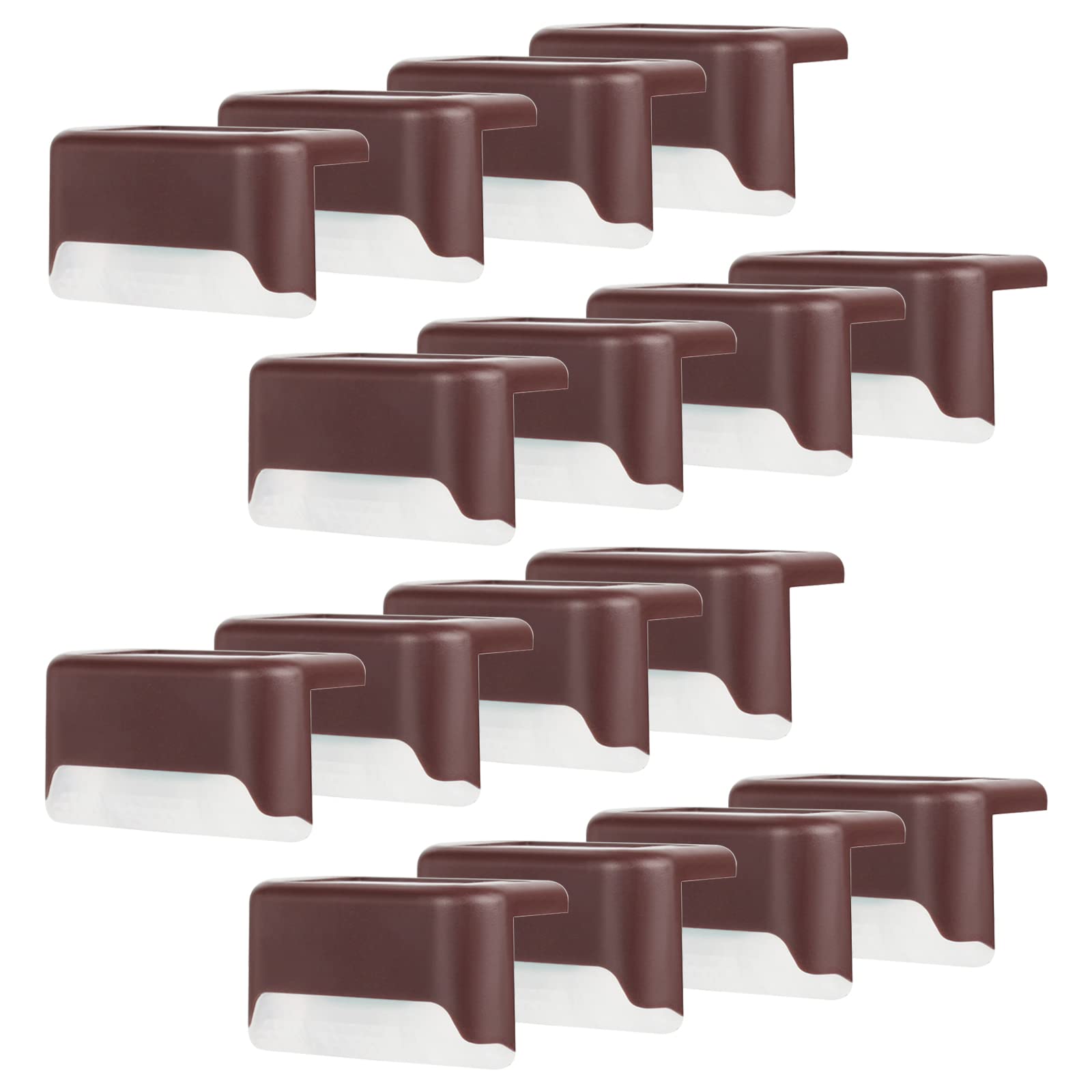 maxant Solar Deck Lights, 12/16 Pack Step Outdoor Fence Waterproof Powered LED Lights for Stairs, Step, Railing, Wall, Fence, Yard, Patio, Garden (16 Brown Shell Warm White) (L01557)