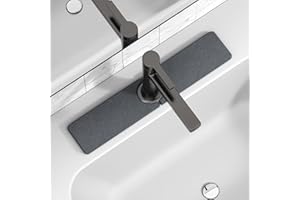 Yinoos 20" x 4" Stone Faucet Mat for Kitchen Sink, Quick Drying Diatomite Sink Tray, Faucet Sink Splash Guard for Prevents Moisture Buildup (Dark Gray)